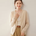 Cashmere Essential~Lightweight Pure Cashmere Round-Neck Slim Cardigan Women - Sainiya Eco Wear