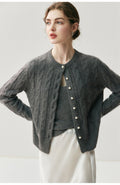 Chic Cashmere Cardigan – Pearl Button Heavy Braided Knit - Sainiya Eco Wear