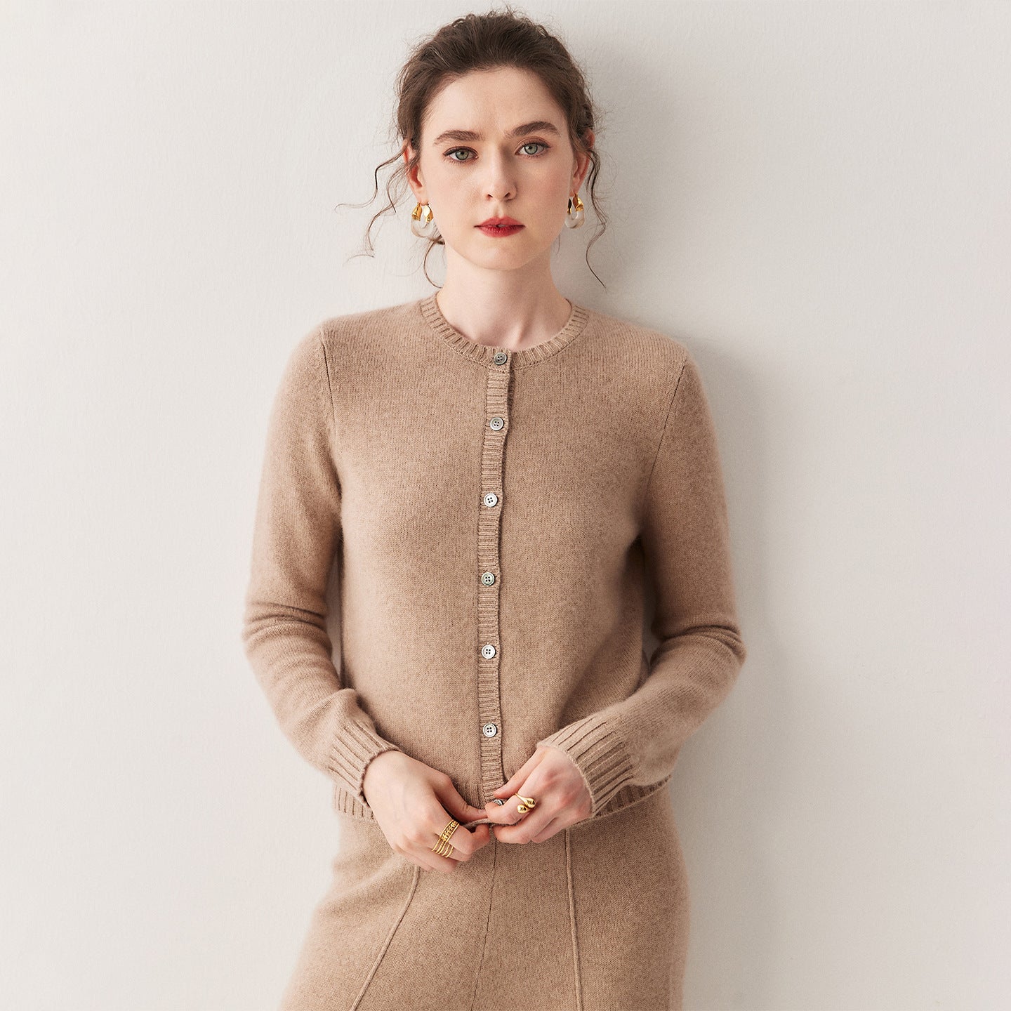 Cashmere Cardigan Women~100% Pure Cashmere Short Slim Fit Round Neck Sweater - Sainiya Eco Wear