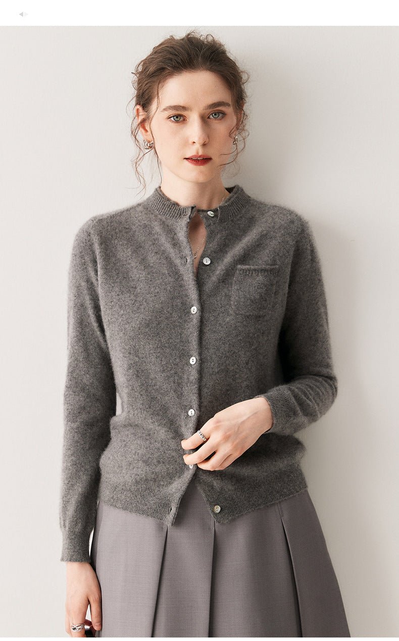 SoftKnit — Women’s 100% Pure Cashmere Button Cardigan - Sainiya Eco Wear