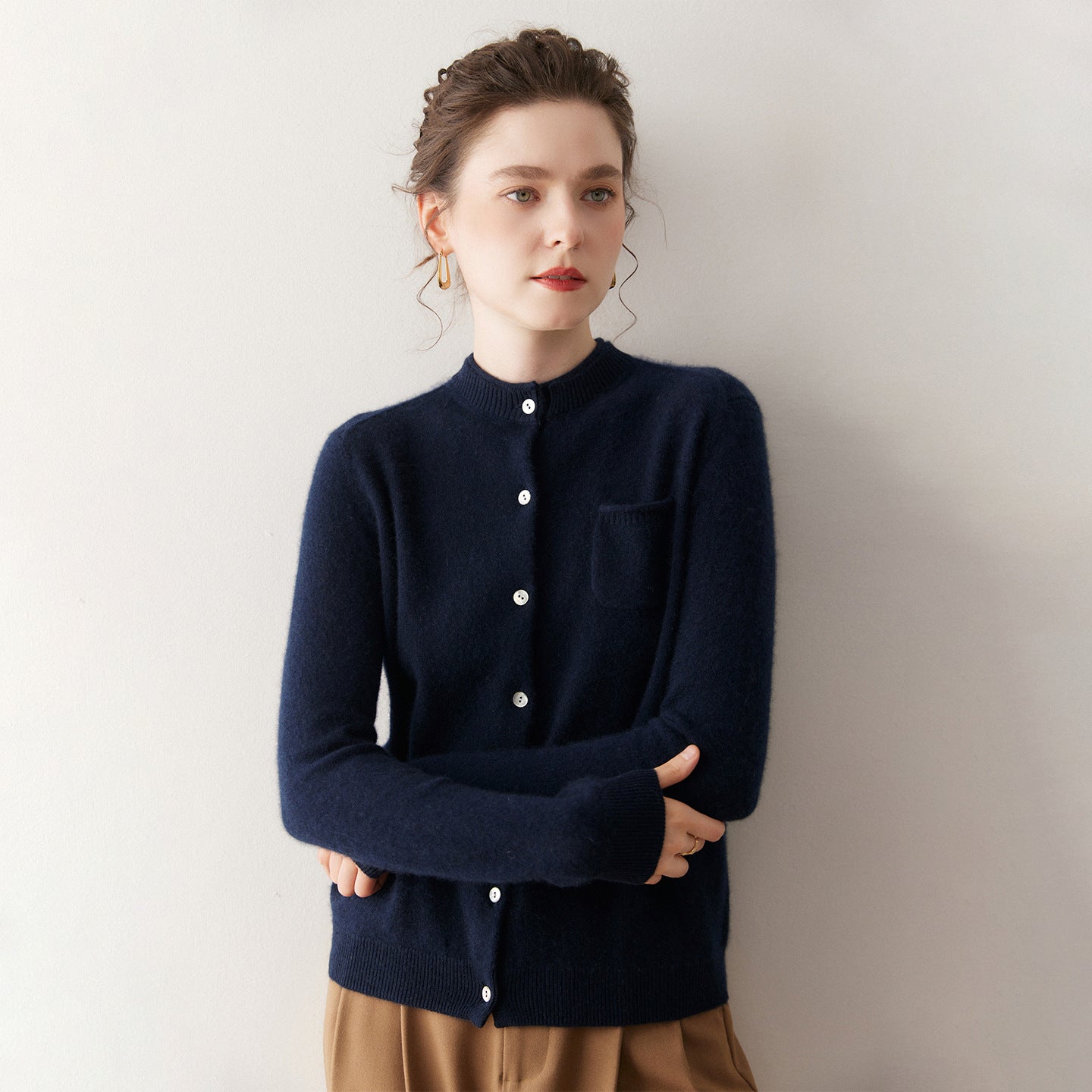 SoftKnit — Women’s 100% Pure Cashmere Button Cardigan - Sainiya Eco Wear