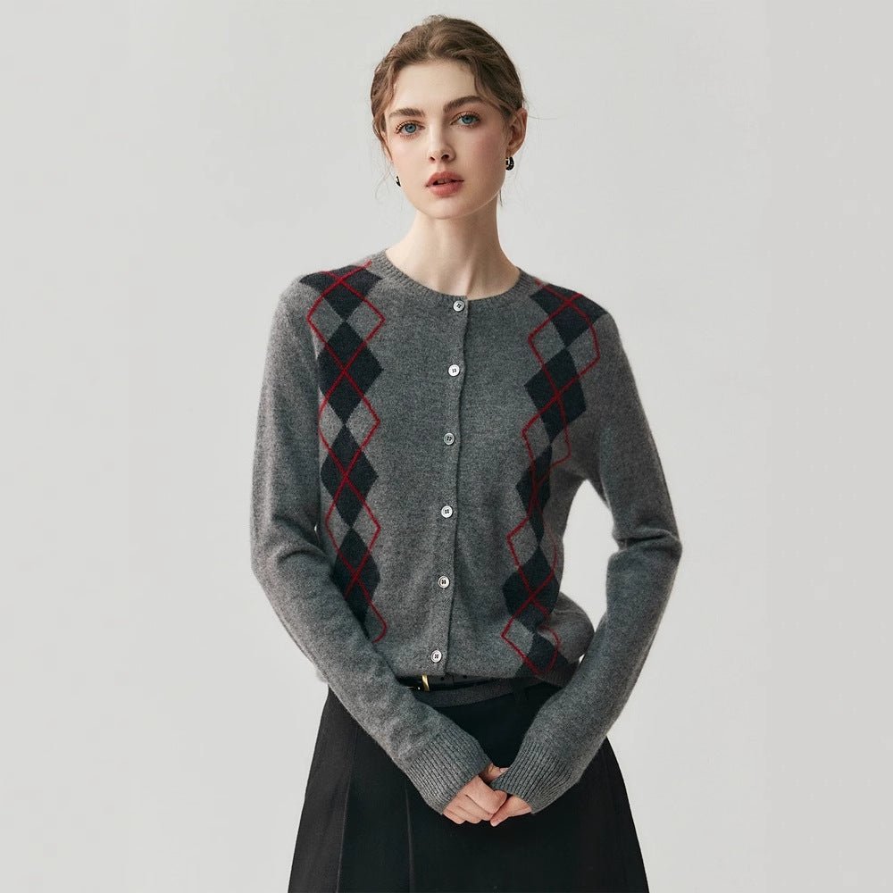 Cashmere Cardigan – 100% Pure Cashmere British Diamond Knit Sweater - Sainiya Eco Wear