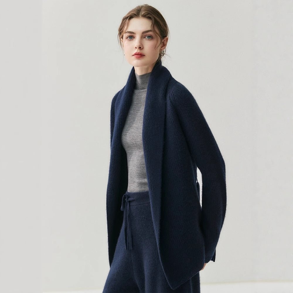 Lux Cashmere Coat~Belted Turn-Down Collar Soft Bathrobe Cardigan - Sainiya Eco Wear
