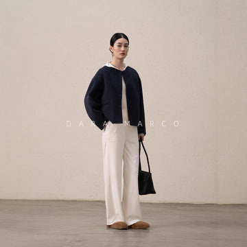 Double-Sided Cashmere Mulberry Silk Blend Short Coat – Autumn Winter