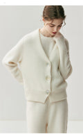 Cashmere Cardigan – Pure Cashmere V-Neck Shell Button Knit Sweater - Sainiya Eco Wear