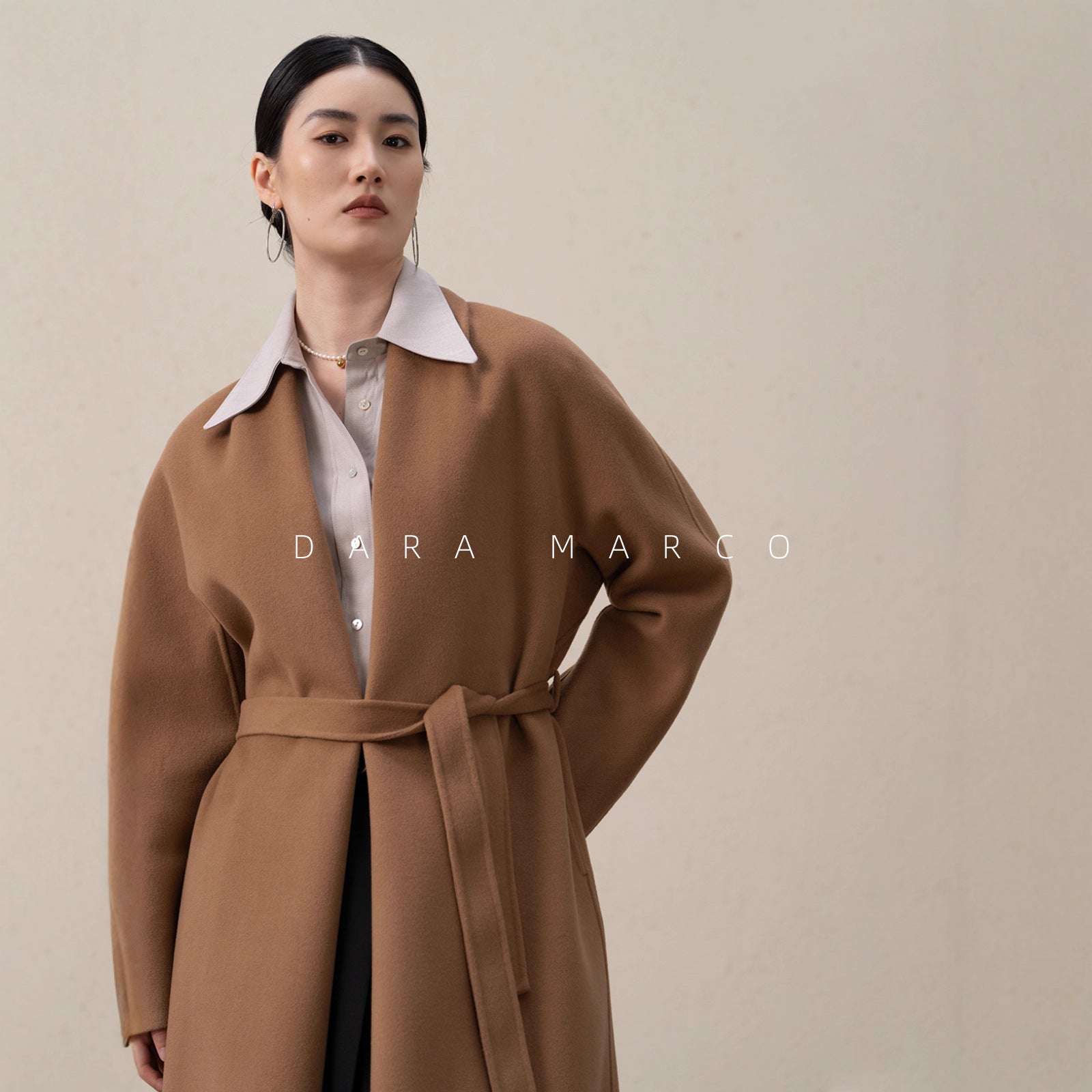 Luxury Cashmere Coat — Relaxed Double-Layer Collar Long Wool Coat for Women
