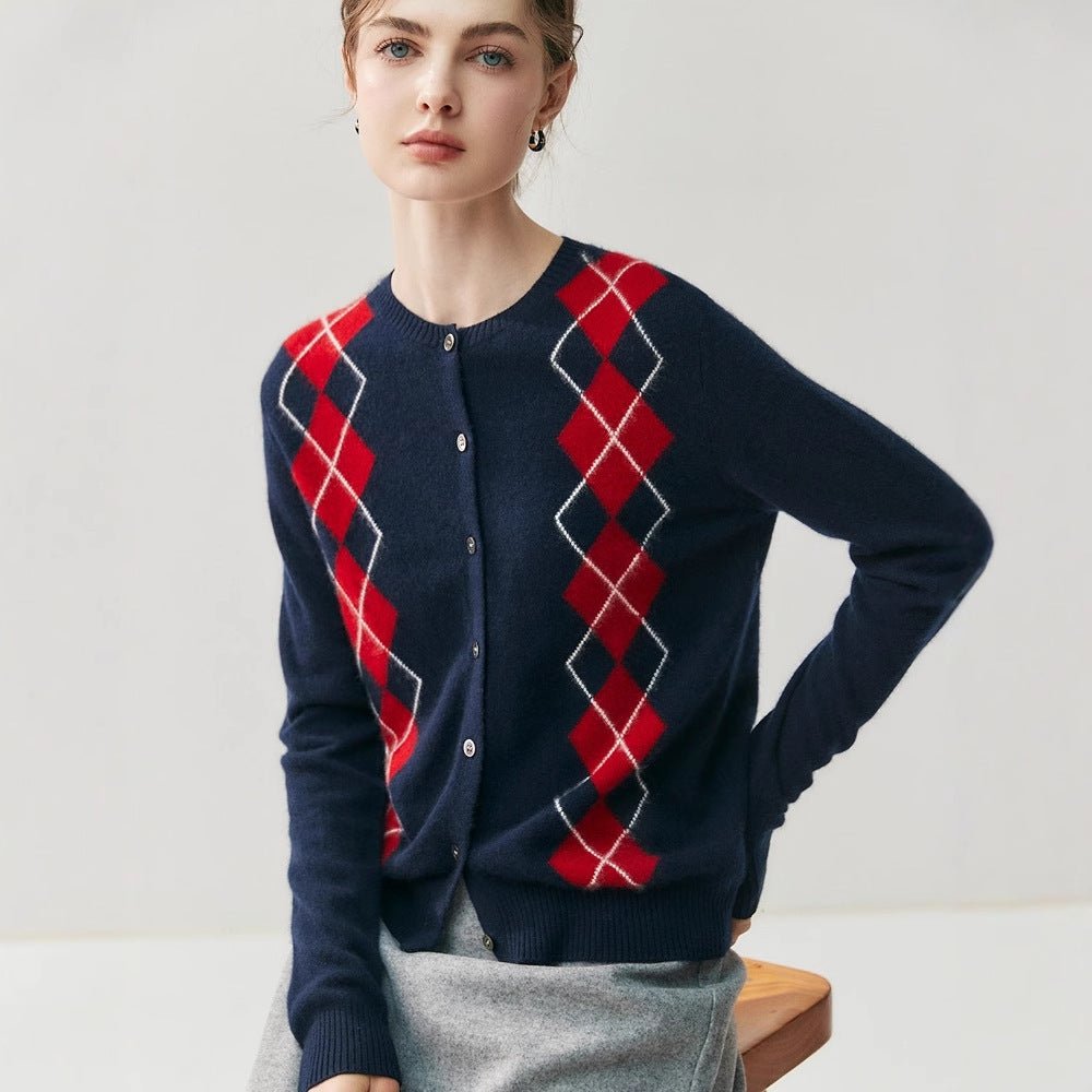 Cashmere Cardigan – 100% Pure Cashmere British Diamond Knit Sweater - Sainiya Eco Wear