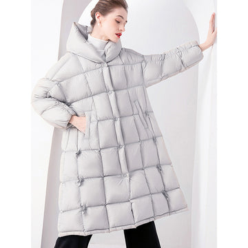 Down Jacket Women’s Lightweight Hooded Coat – Adjustable Fit 90% White Duck Down