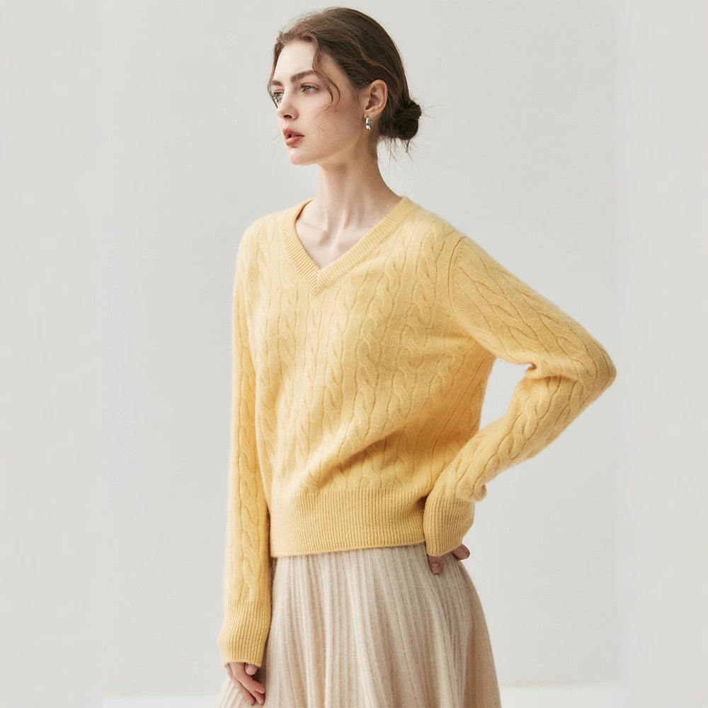 Cashmere Women’s V-Neck Pure Knit Sweater