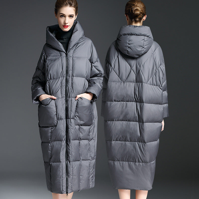 Hooded Down Jacket Women Long Coat – Thickened Warm 90% White Duck Down Winter Style