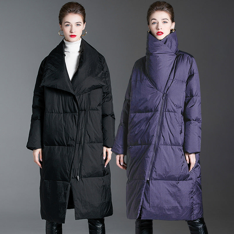 Down Jacket Women’s Long High-Collar Coat – Thickened 90% White Duck Down Warm Winter Style