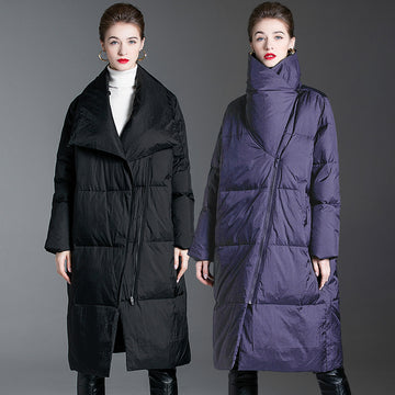 Down Jacket Women’s Long High-Collar Coat – Thickened 90% White Duck Down Warm Winter Style
