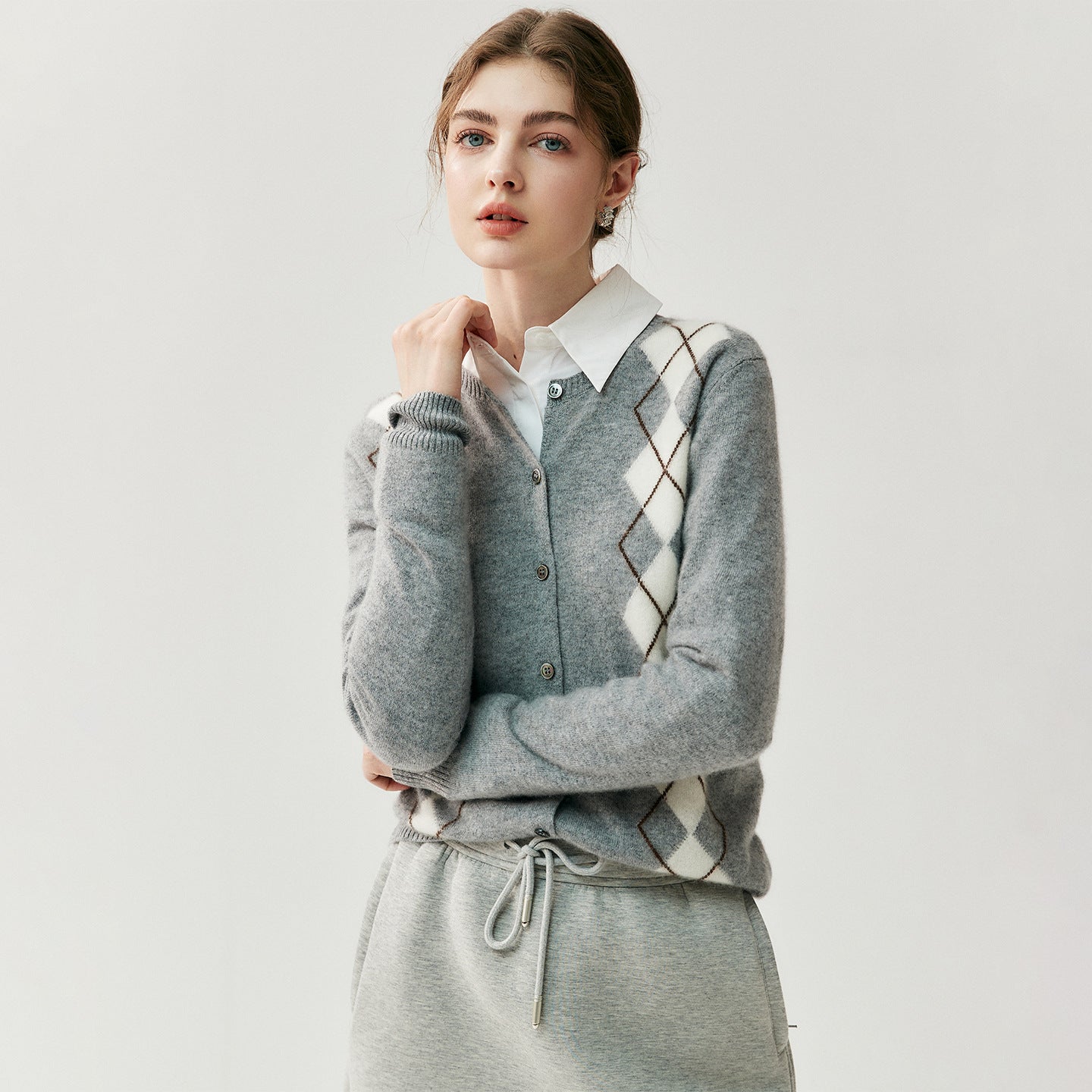 Cashmere Cardigan – 100% Pure Cashmere British Diamond Knit Sweater - Sainiya Eco Wear