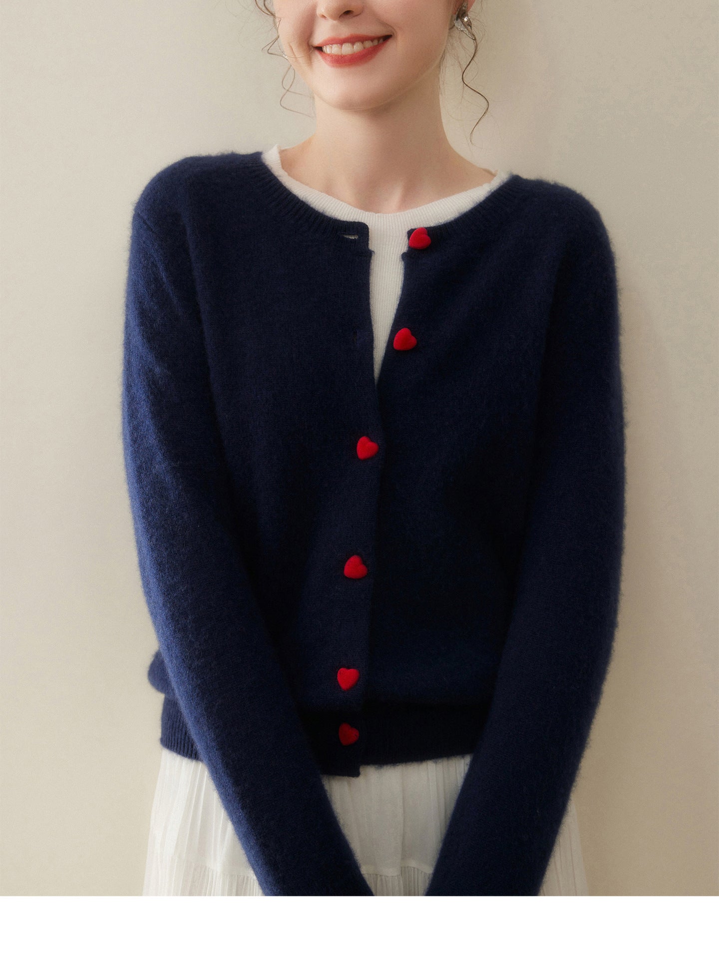Cashmere Cardigan – Heart Button 100% Pure Cashmere Soft Knit Sweater - Sainiya Eco Wear