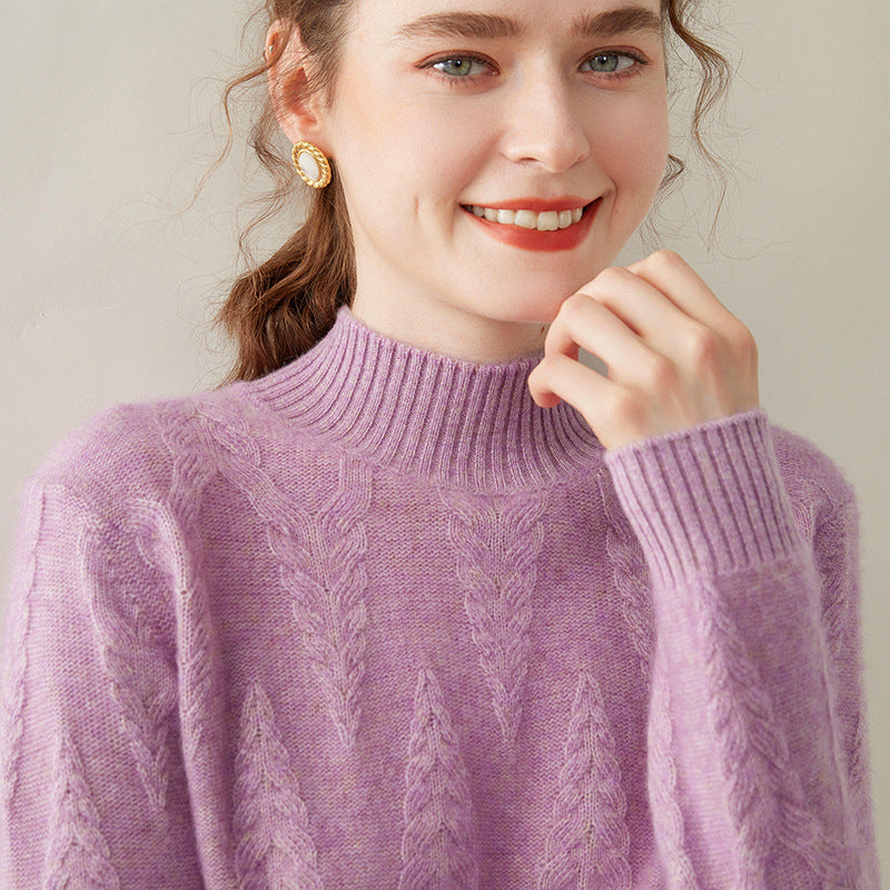 Women’s 100% Pure Wool High-Neck Sweater