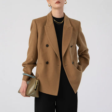 Premium Wool Blazer – Double-Breasted Tailored Women’s Suit Jacket