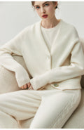 Cashmere Cardigan – Pure Cashmere V-Neck Shell Button Knit Sweater - Sainiya Eco Wear