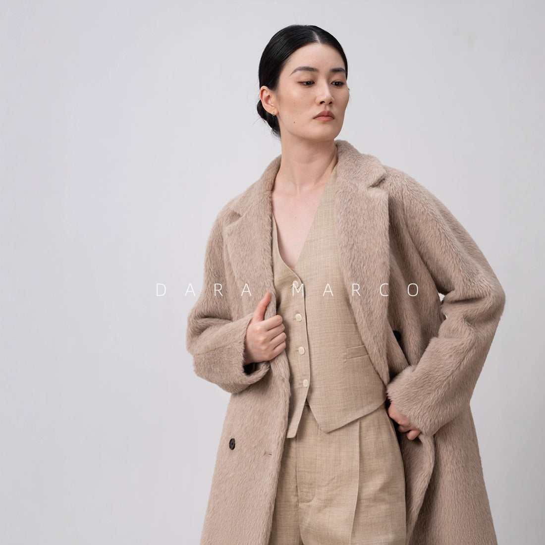 alpaca wool double-breasted coat women