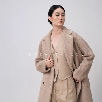 alpaca wool double-breasted coat women