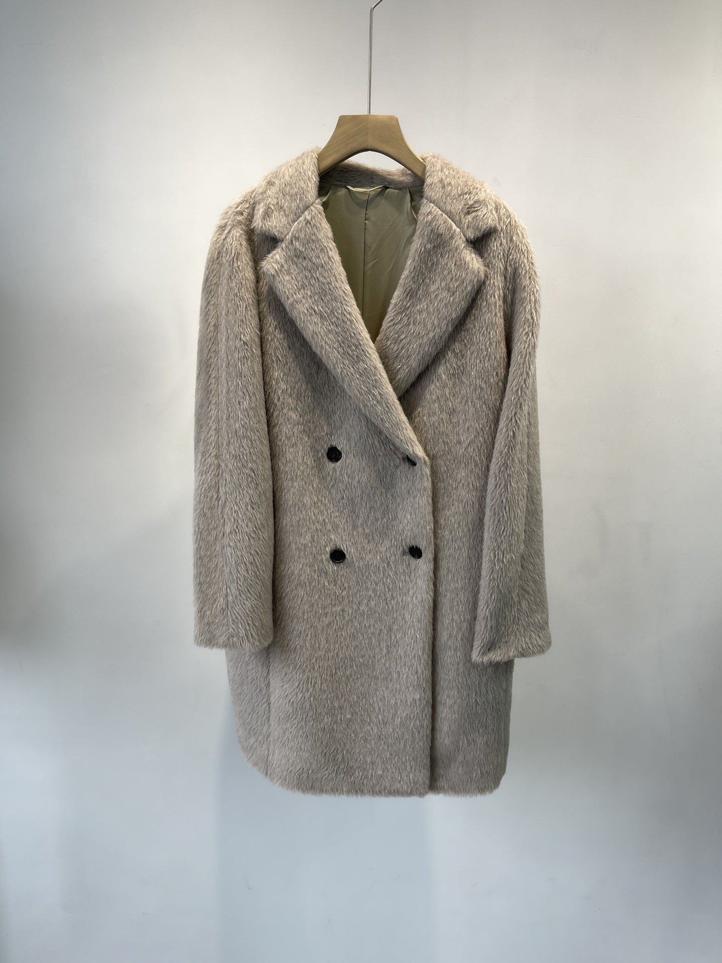 alpaca wool double-breasted coat women