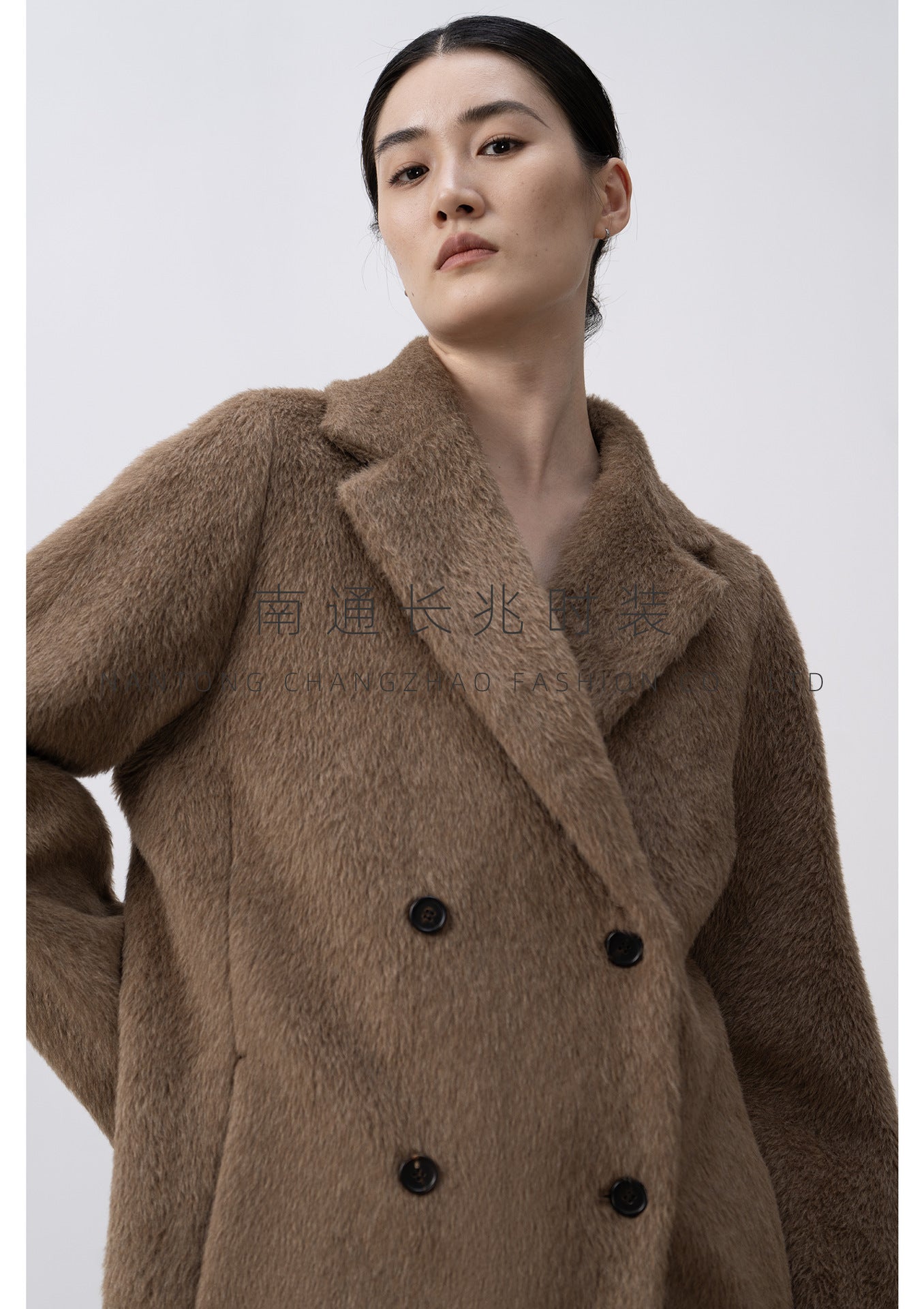 alpaca wool double-breasted coat women