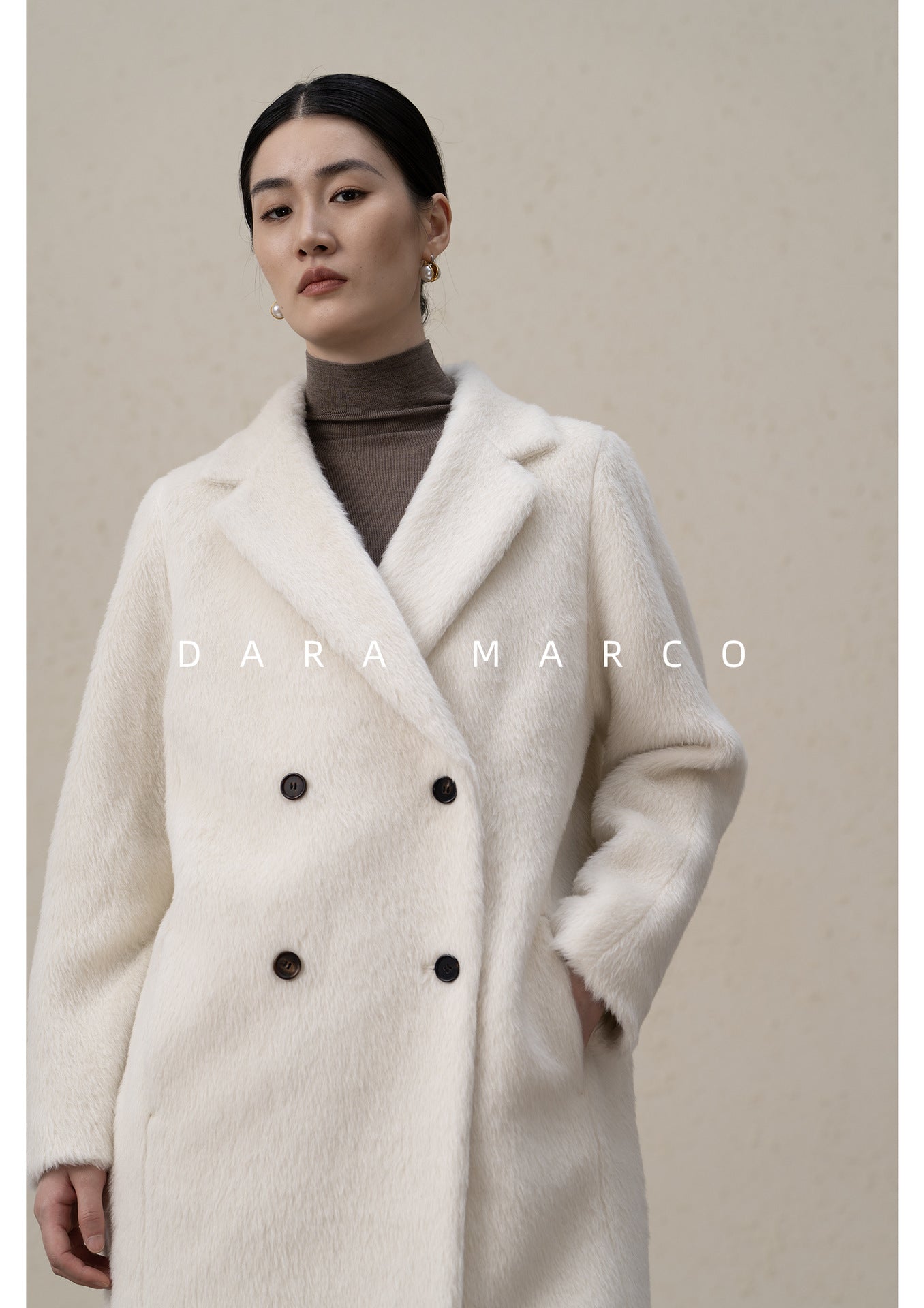 alpaca wool double-breasted coat women