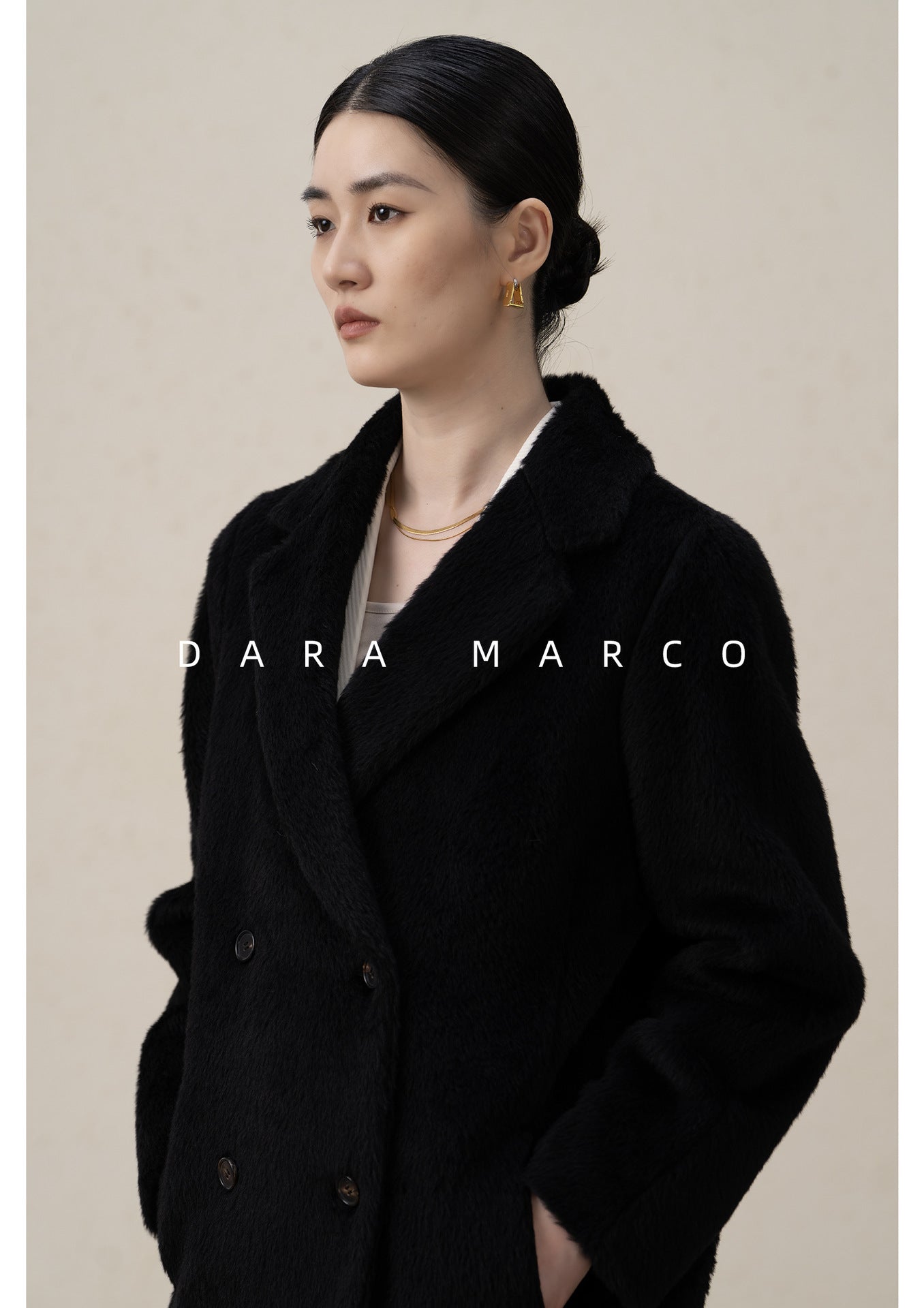 alpaca wool double-breasted coat women