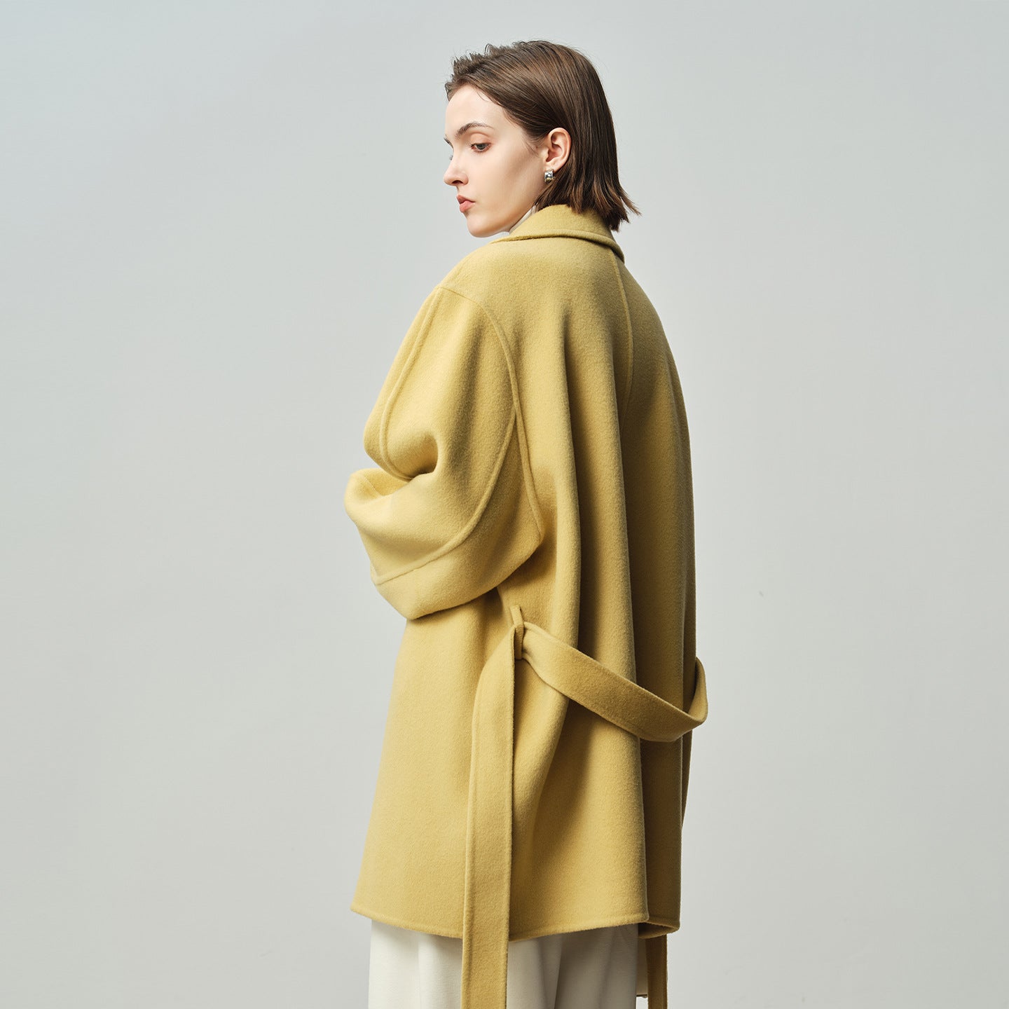 Alpaca Wool Oversized Coat – Asymmetric Minimalist Tie-Up Design - Sainiya Eco Wear