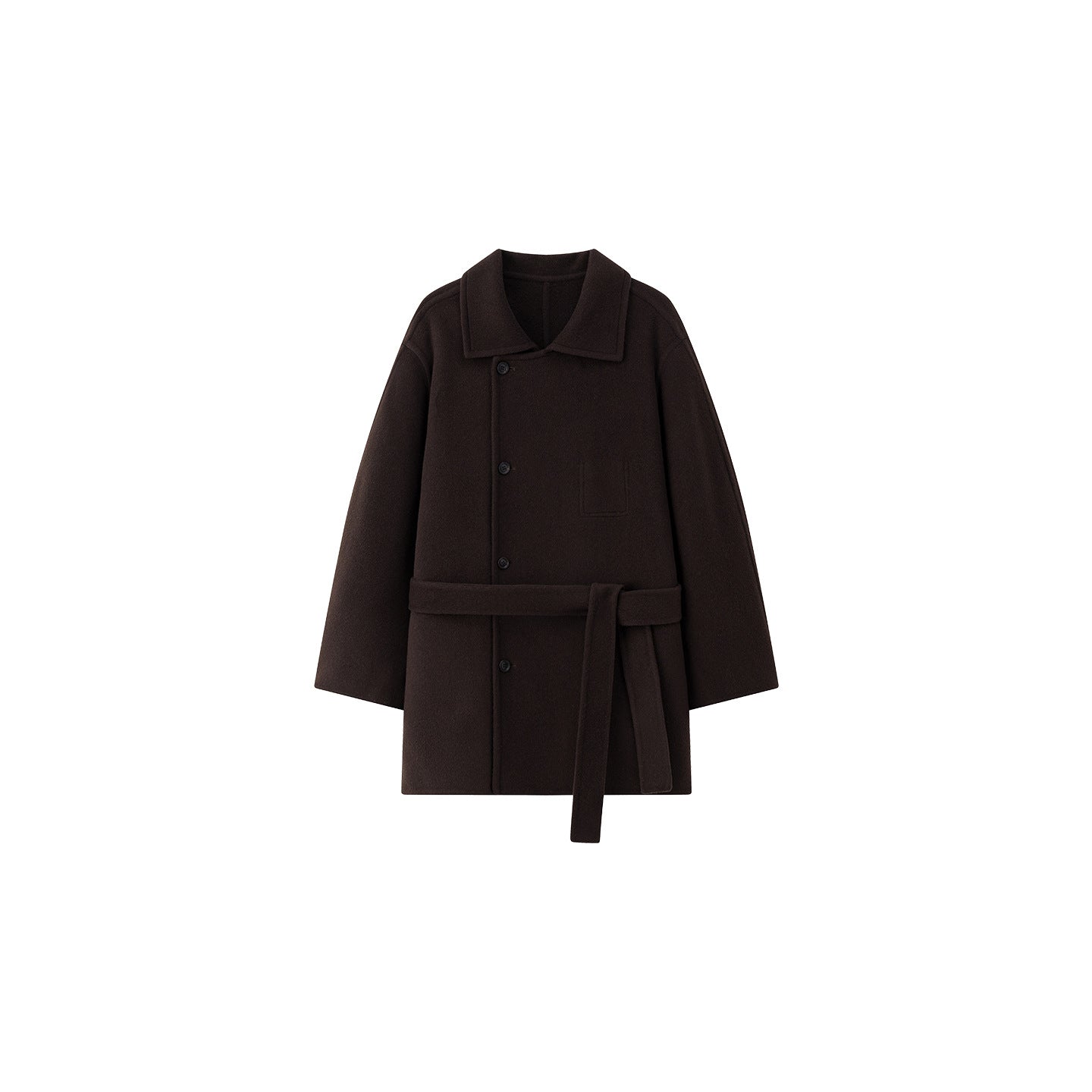 Alpaca Wool Oversized Coat – Asymmetric Minimalist Tie-Up Design - Sainiya Eco Wear