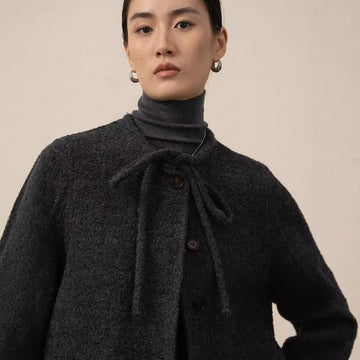 Alpaca Wool Short Jacket Women | Lightweight Lace-Up Winter Style - Sainiya Eco Wear