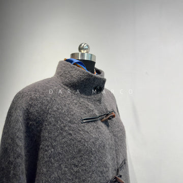 alpaca wool stand collar coat women
