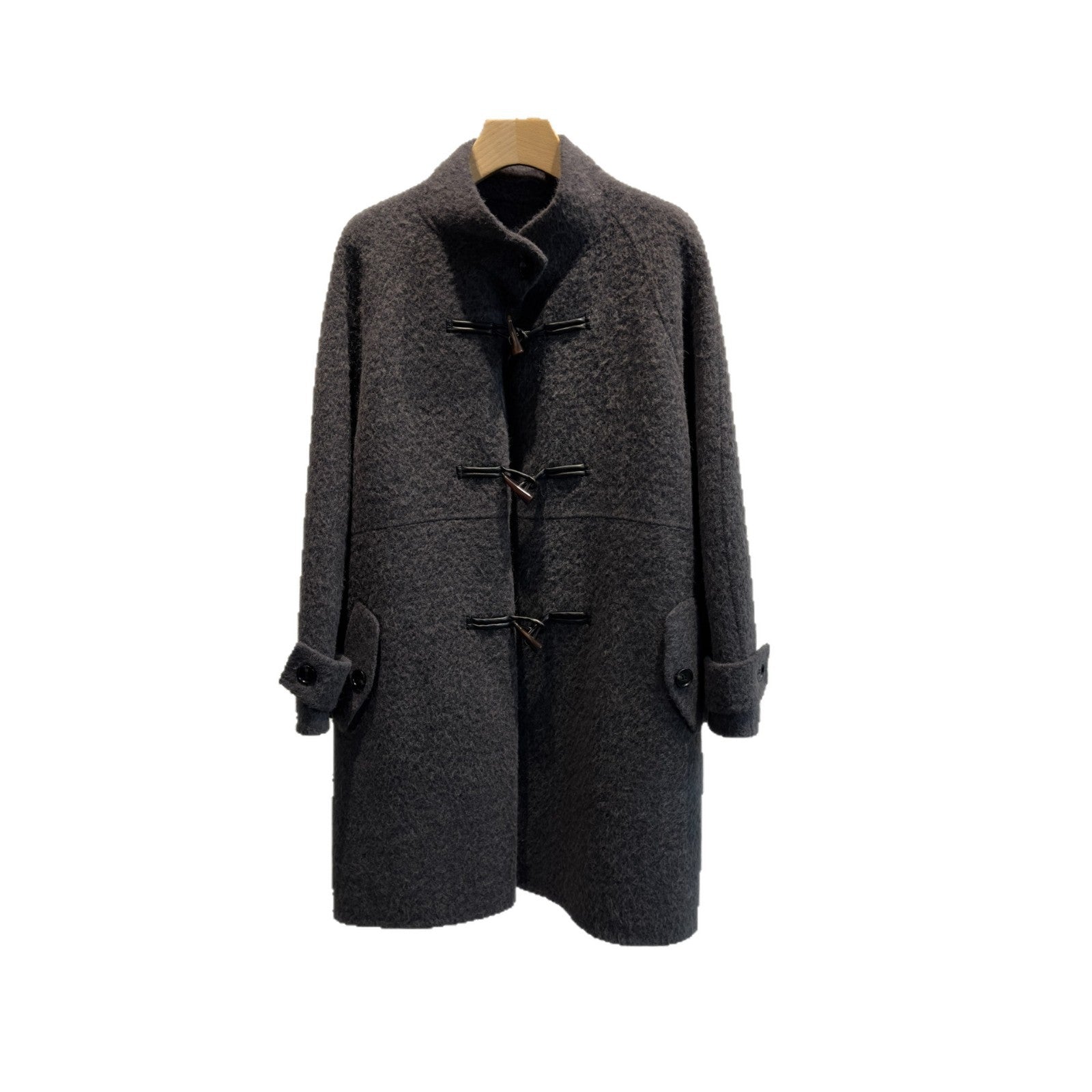 alpaca wool stand collar coat women