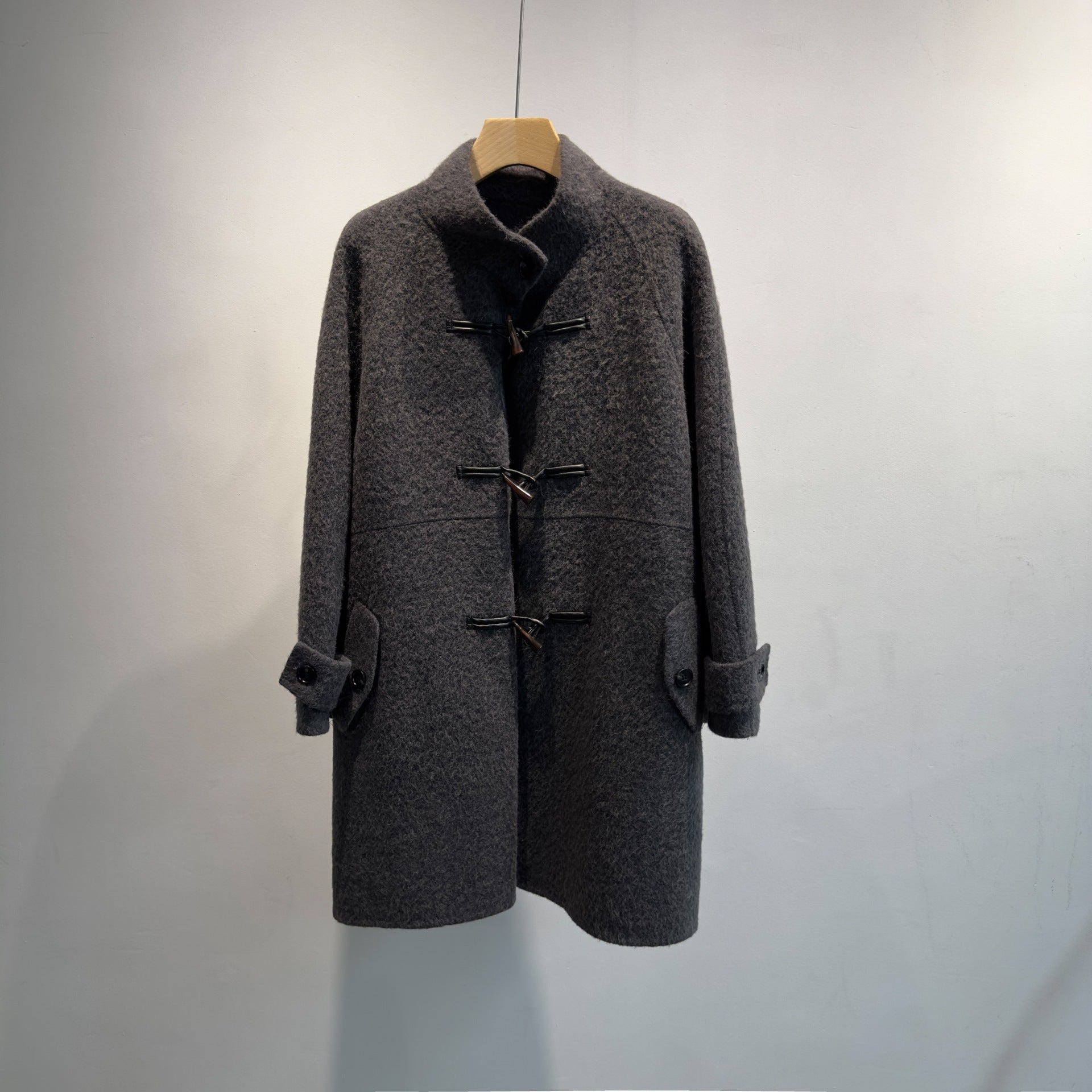 alpaca wool stand collar coat women
