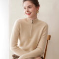 Baby Cashmere Half-Zip Pure Cashmere Sweater for Women - Sainiya Eco Wear