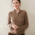 Baby Cashmere Half-Zip Pure Cashmere Sweater for Women - Sainiya Eco Wear