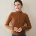 Baby Cashmere Half-Zip Pure Cashmere Sweater for Women - Sainiya Eco Wear