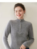 Baby Cashmere Half-Zip Pure Cashmere Sweater for Women - Sainiya Eco Wear