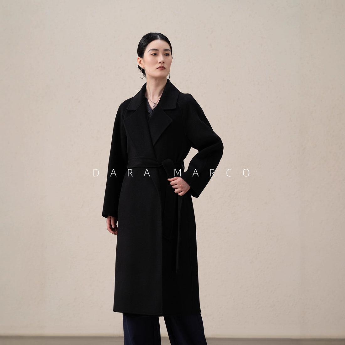 red double-sided wool coat for women