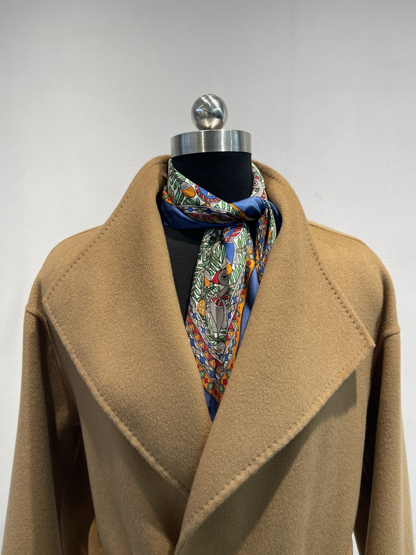 cashmere blend tie-waist long coat