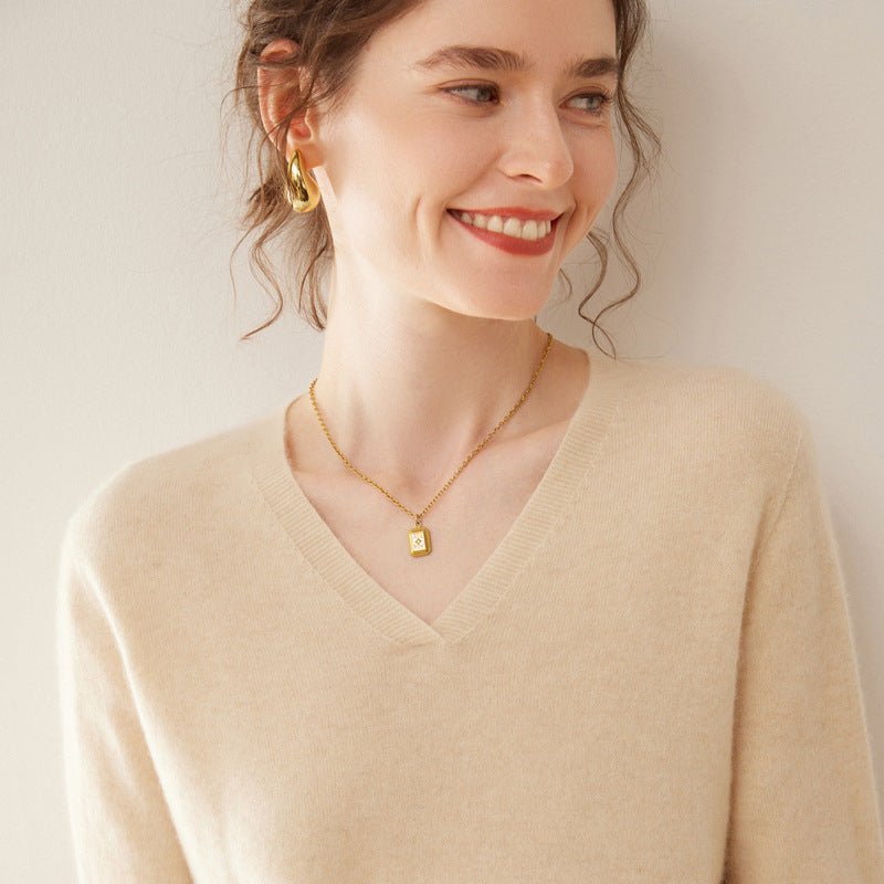 Cashmere Classic V-Neck Essential – Lab-Certified Pure Sophistication - Sainiya Eco Wear