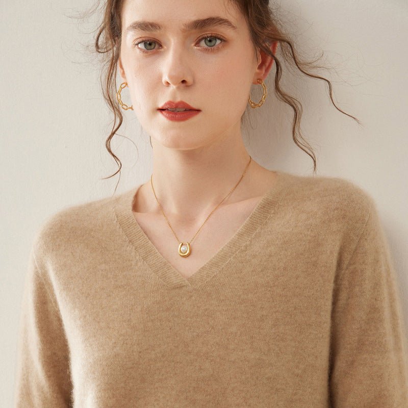 Cashmere Classic V-Neck Essential – Lab-Certified Pure Sophistication - Sainiya Eco Wear