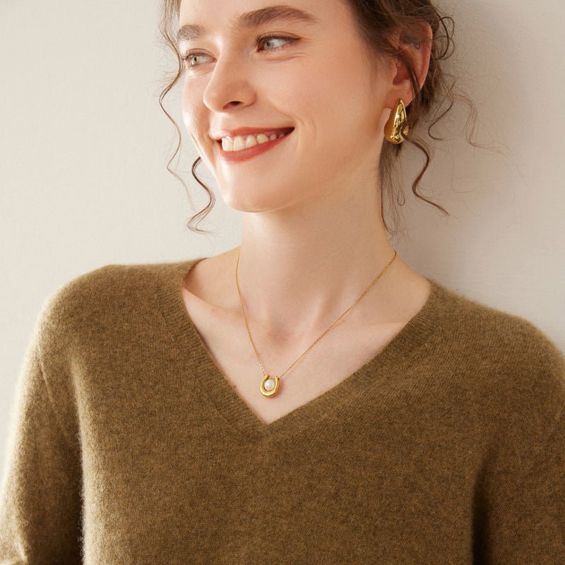 Cashmere Classic V-Neck Essential – Lab-Certified Pure Sophistication - Sainiya Eco Wear