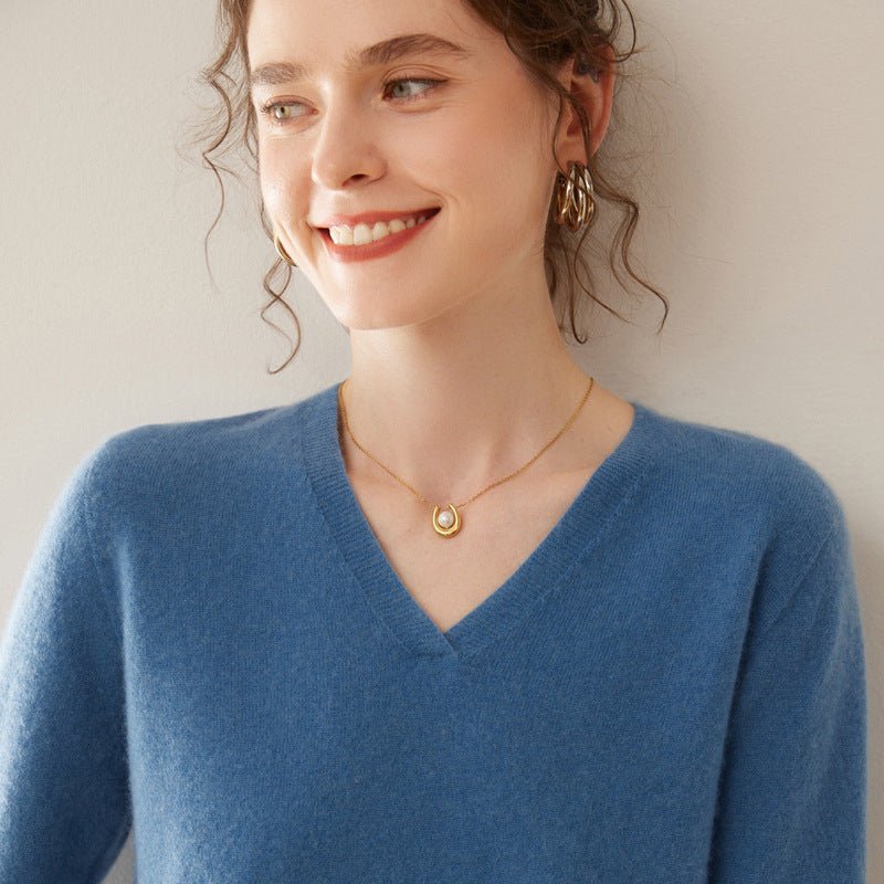 Cashmere Classic V-Neck Essential – Lab-Certified Pure Sophistication - Sainiya Eco Wear