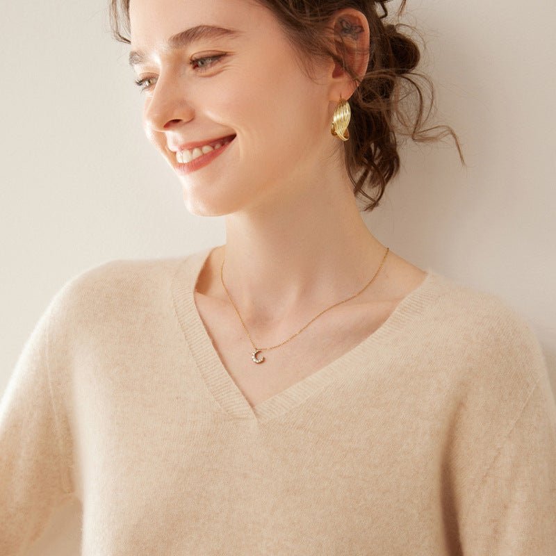 Cashmere Classic V-Neck Essential – Lab-Certified Pure Sophistication - Sainiya Eco Wear