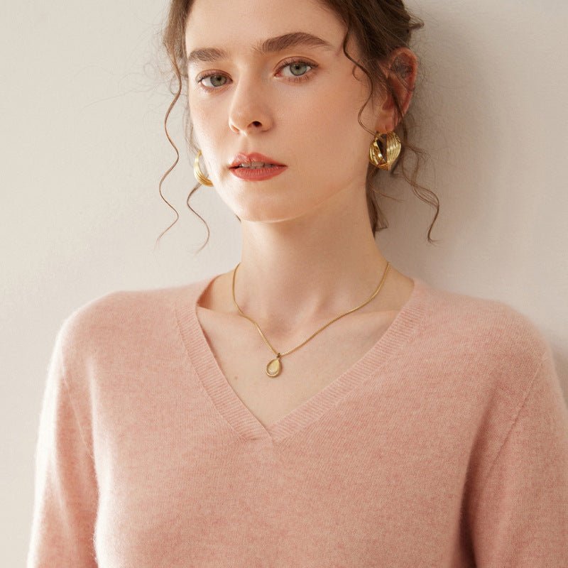 Cashmere Classic V-Neck Essential – Lab-Certified Pure Sophistication - Sainiya Eco Wear