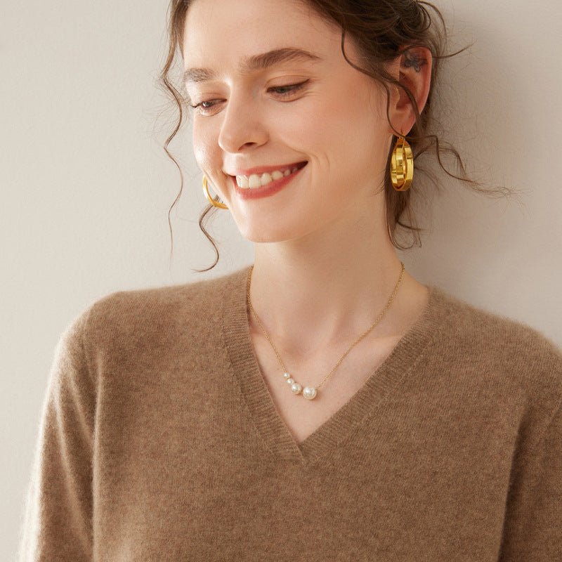 Cashmere Classic V-Neck Essential – Lab-Certified Pure Sophistication - Sainiya Eco Wear