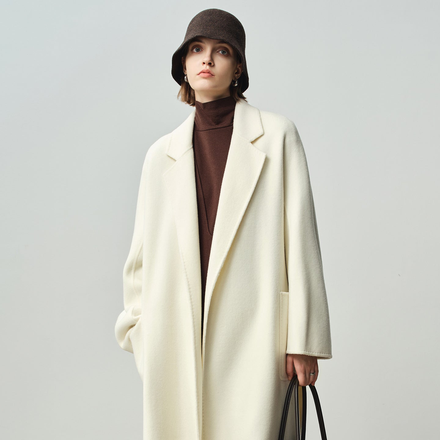 Cashmere Coat Women – Long Double-Sided Belted Bathrobe Wool Jacket - Sainiya Eco Wear