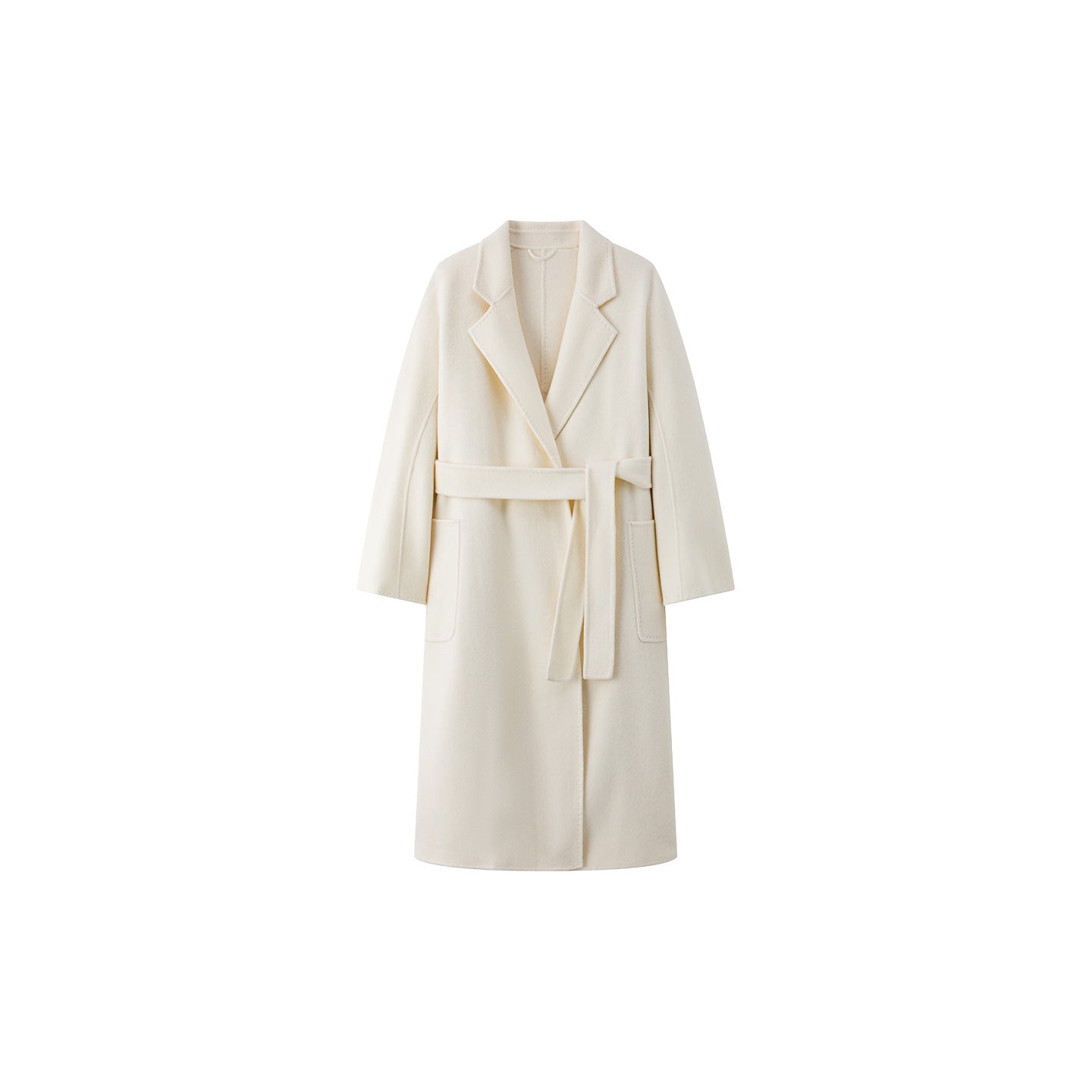 Cashmere Coat Women – Long Double-Sided Belted Bathrobe Wool Jacket - Sainiya Eco Wear
