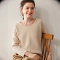 Cashmere Effortless V-Neck – Timeless Loose Elegance - Sainiya Eco Wear