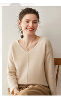 Cashmere Effortless V-Neck – Timeless Loose Elegance - Sainiya Eco Wear